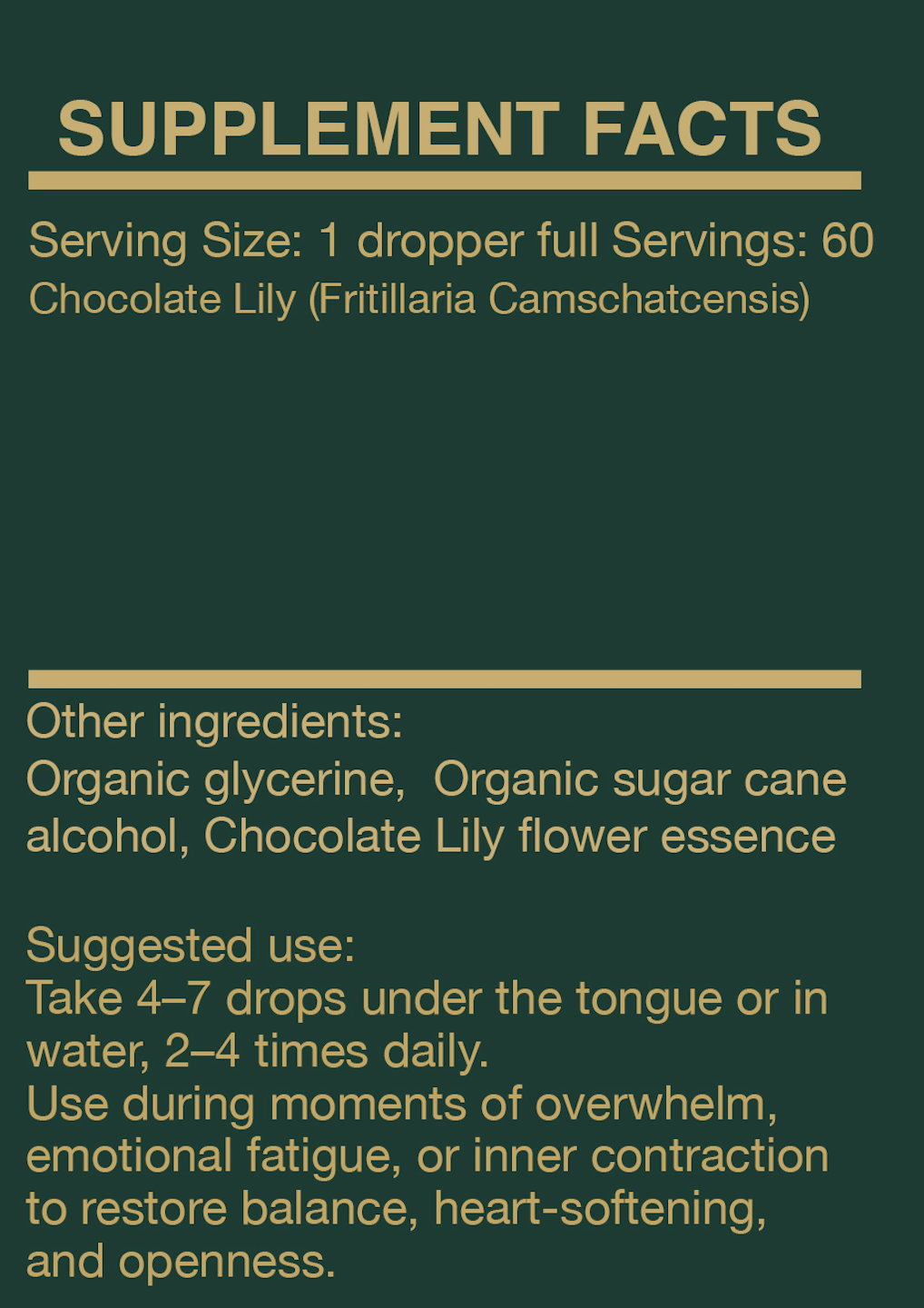 Chocolate Lily-  Sun-Infused Flower Essence –  Emotional renewal | Grounding